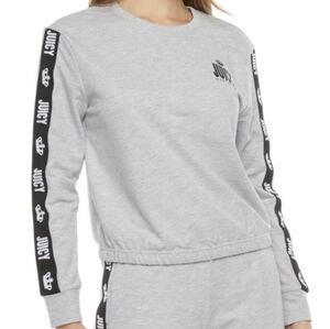Juicy Couture Gray Tracksuit Sweater Top Black Logo Stripes